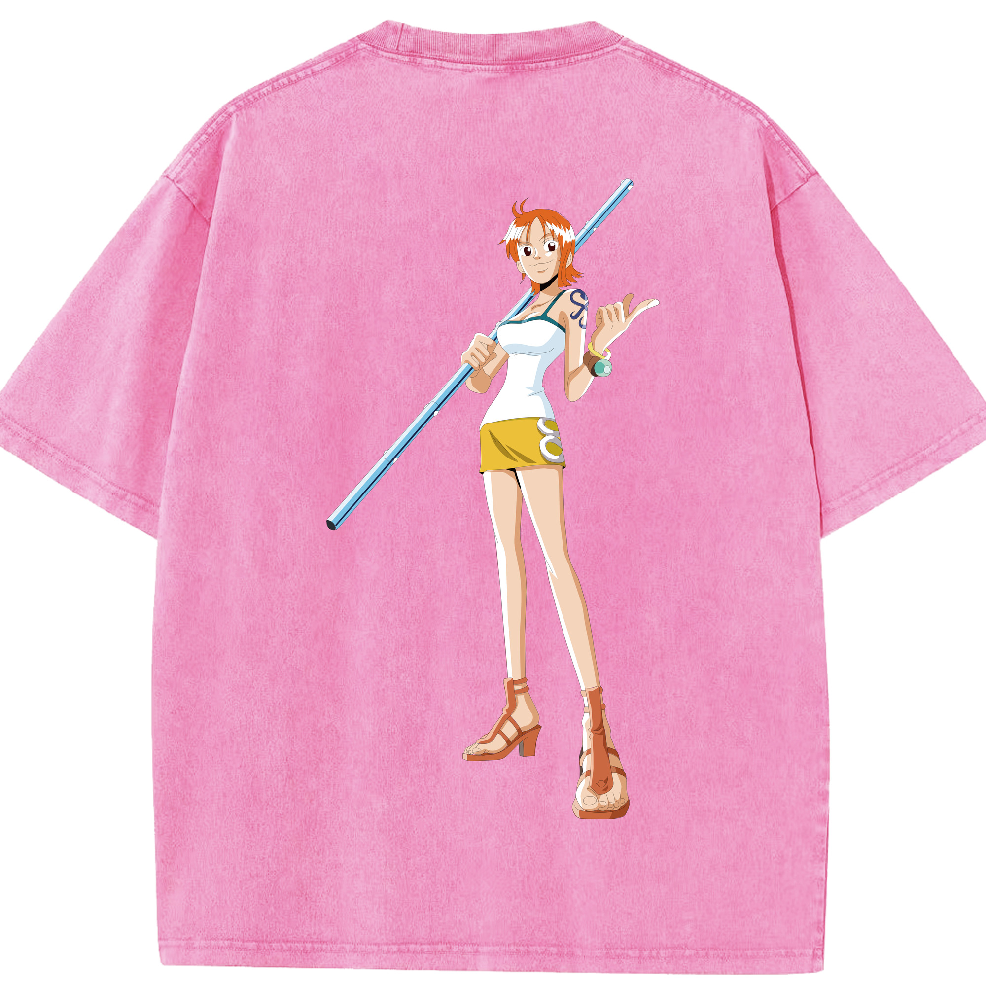 ワンピース ナミ ONE PIECE Nami 綿100% ヴィンテージ風 半袖Tシャツ（背面プリント）